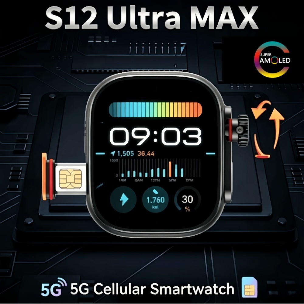 Fall Detection Watch - S12 Ultra MAX Versi Global, Jam