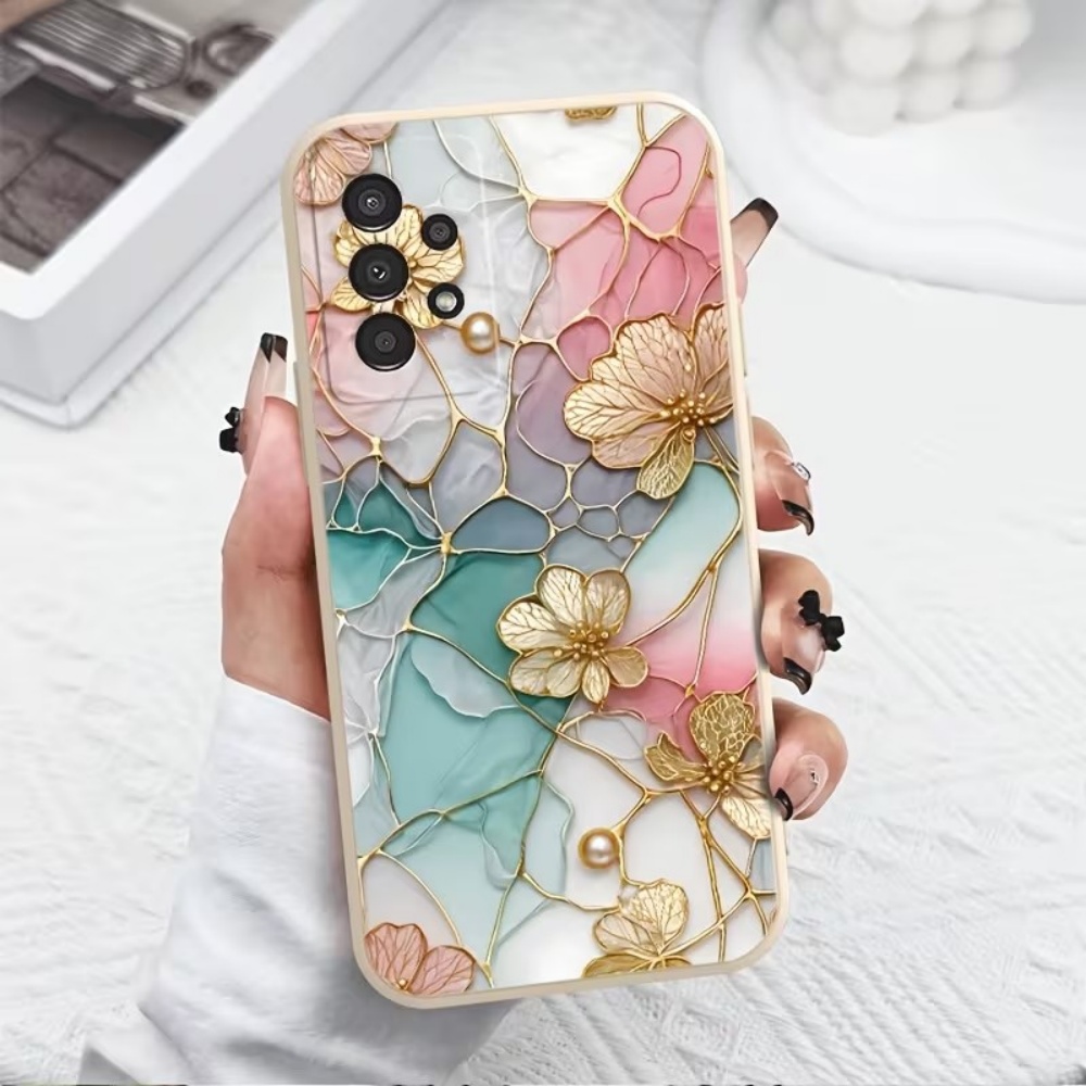 Samsung Galaxy S24 - Casing Ponsel TPU Bertekstur Marmer Warna-warni