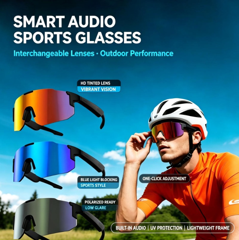 Smart Glasses Lens - Kacamata Olahraga Audio Pintar dengan Headset